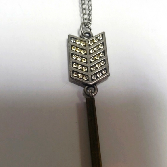 Antique Aero 1987 Delicate Arrow Metal & Crystal Necklace - Picture 6 of 9